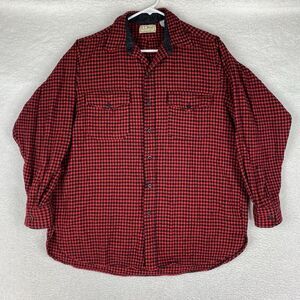 Vintage LL Bean Shirt Mens L Red Wool Allagash Buffalo Plaid Lumberjack Mackinaw